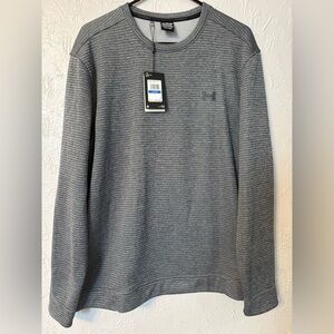 ⛳️ NWT Under Armour Men’s Gray Stripped Golf Fleece Crewneck Sweater - XL 🏌️‍♂️